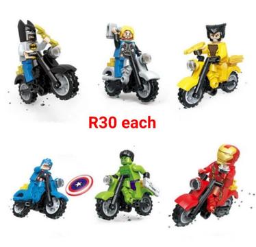 Lego compatible minifigures on motorbikes