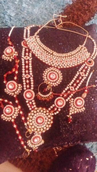Red and silver bridal jewelley