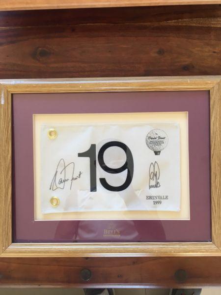 Golf Memorabilia - Signed flag by Ernie Els and David Frost