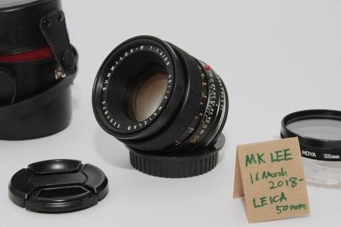 Leica Summilux-R II 50mm f1.4 + with Canon adapter & PL filter & leather lens bag