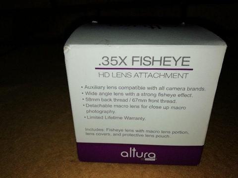 Altura photo 35xfisheye HD lens attachment Auxiliary lens compatible with all cameras still new