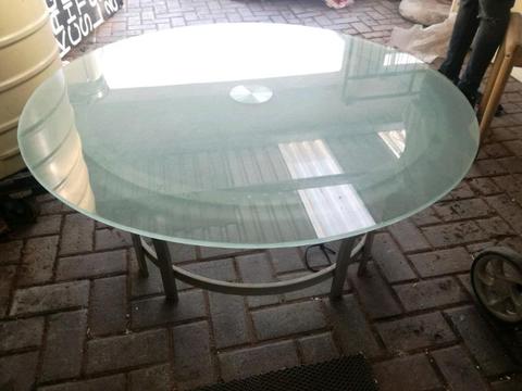 Round glass top coffee table