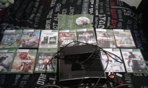 Xbox360 console with games and skylanders 2 remotes