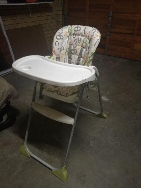 Baby car seat and high chair for sale
