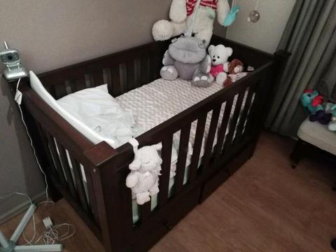 Solid wood baby cot