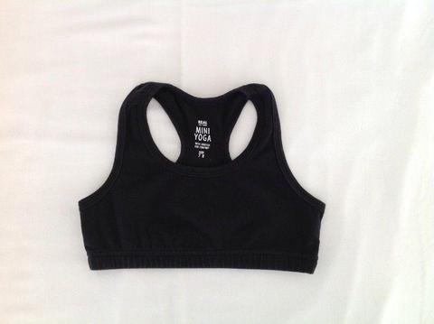 Girls Black Mini Yoga Crop Top 7-8yrs