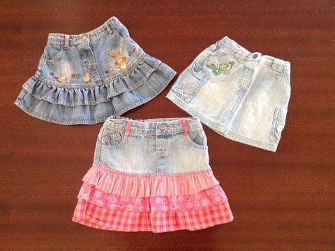 Girls NEXT & Cherokee Demin Skirts 12-18 months