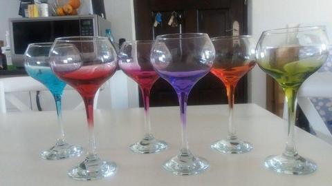 6 x Colourful Wine Glasses