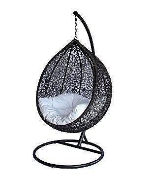 Black with white cushion swing chair