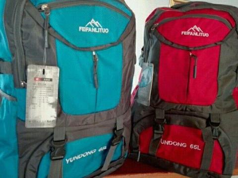 Hiking , camping and travelling backpacks 65L capacity new