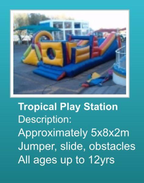 Tropical play station jumping castle