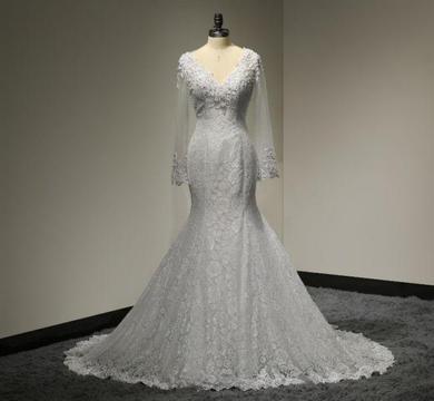 Brand New Beaded Long Sleeve Wedding Dress (WT010)
