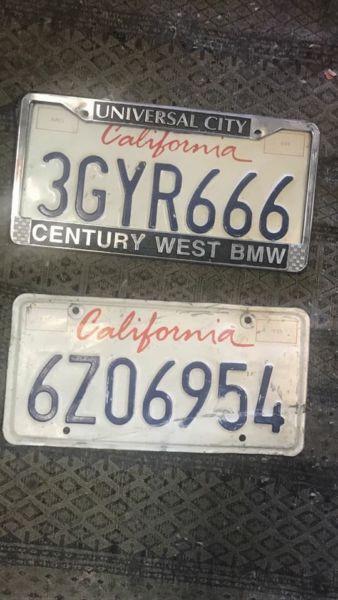 California Number Plates & BMW Surround 750.00 for the lot