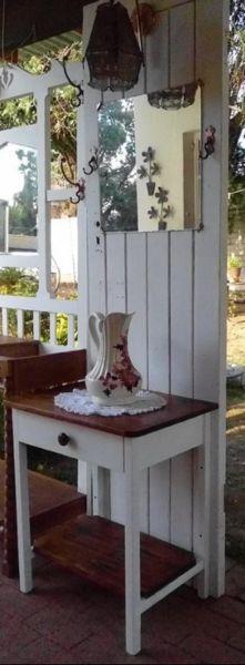 CLEARANCE SALE! Lovely antique door re-purposed as an entrance hall stand/bedroom dresser with lamp