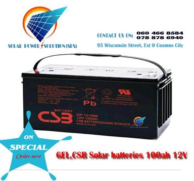 On Special offer brand new CSB Gel solar batteries 100 ah 12V one wee