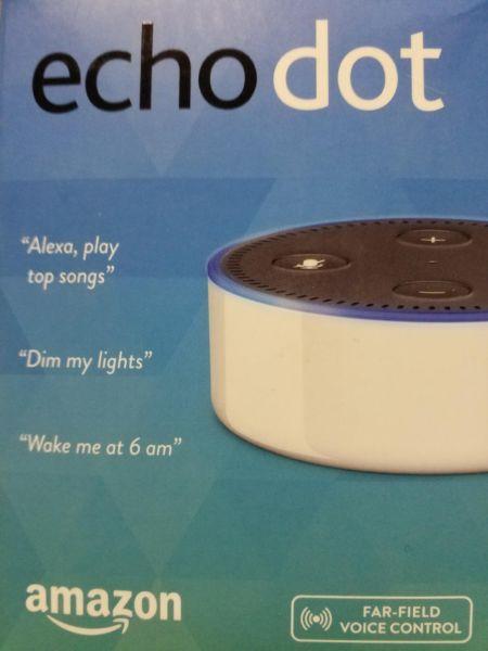 BRAND NEW White Amazon Echo Dot - JULY SPORTS SPECIAL - Alexa Voice Controlled Home Assistant