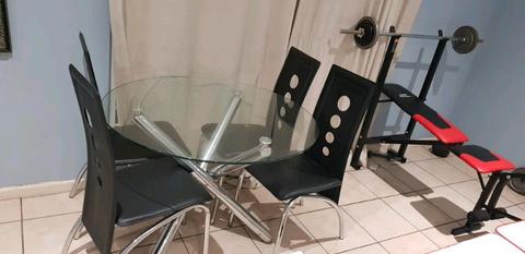 GLASS TABLE AND 4 CHAIRS FOR SALE