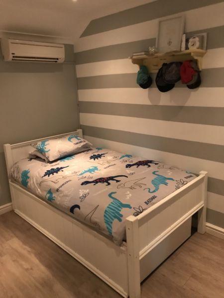 Kids 3/4 bed with under bed & both mattresses