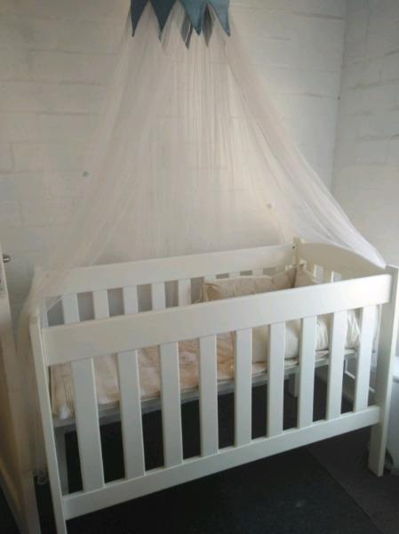 Beautiful Wooden Cot with Height Adjustable Base