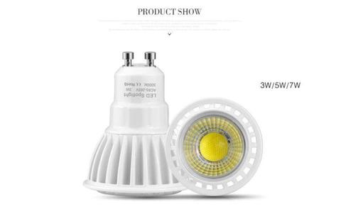 GU10 LED Bulb lamp 110V 220V 5W 7W Dimmable COB LED Spot light