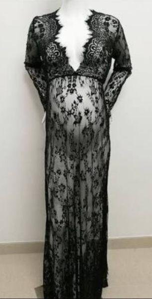 Black lace maternity dress