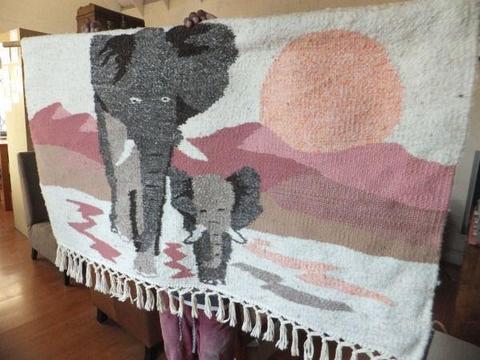 Pure Wool Hand made Wall Hanging featuring Elephants - great gift idea!