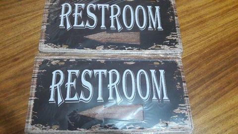 Restrooms Vintage Metal Signs
