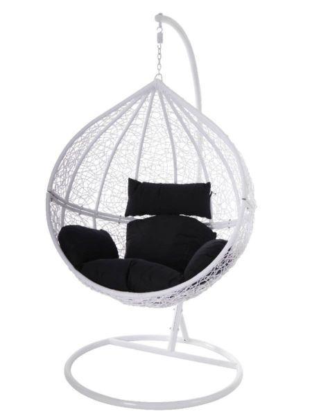 Black with white cushion swing chair