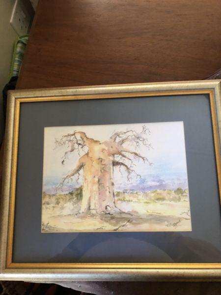 Water paint painting Baobab tree by J Eastwood