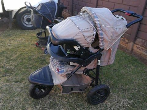 Pram & baby Carrier combo in good condition