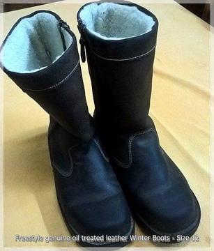 Men's Genuine Leather Winter Boots size 12