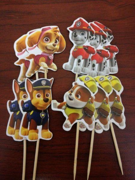 Kids character toothpick cupcake toppers