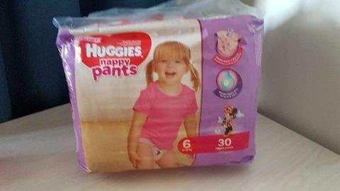 Huggies Girls Size 6 Nappy Pants - Pack of 30 (unopened and still sealed)