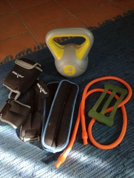 4kg kettle-bell, ankle weights and resistance bands for sale