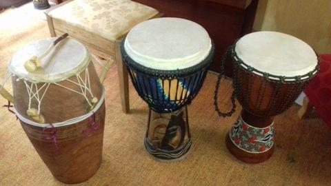 2 Djembe Drums & large African drum R 1200 each
