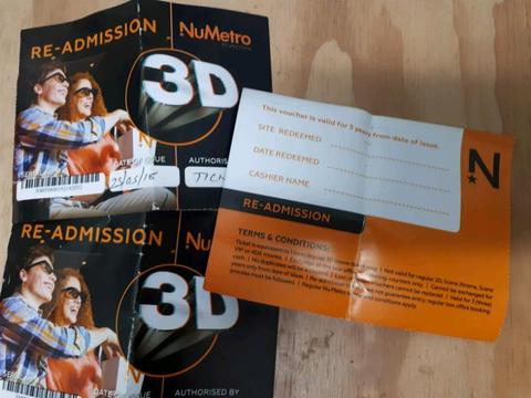 3 x 3D numetro tickets to any 3D movie