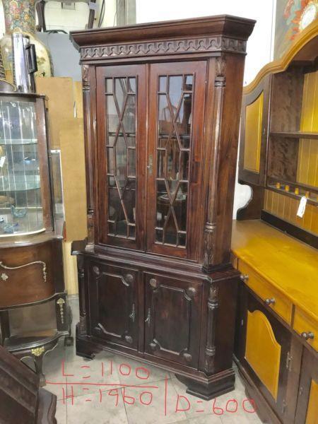 Edwardian mahogany wood corner cabinet