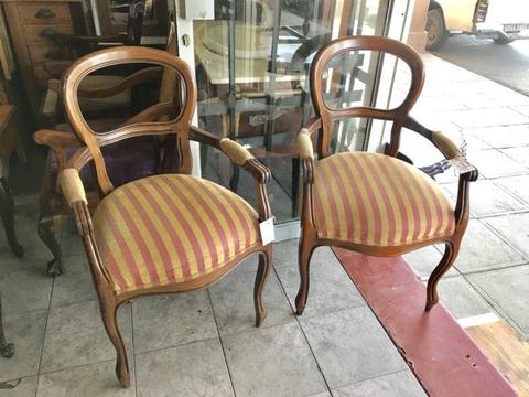 Pair of bustle back style chairs