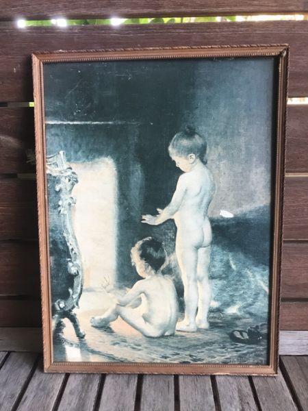 Naked kids at Fireplace