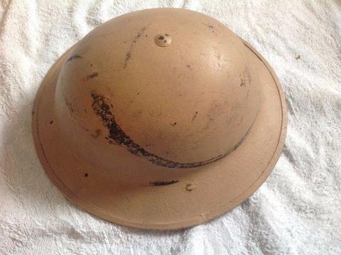 South African World War Two Helmet featuring Rats Tail