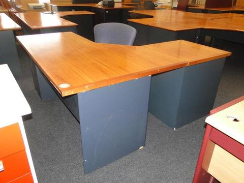 Lovely Cherrywood L-Shape Desk with Drawers & Credenza from R1200