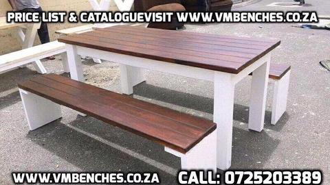 PATIO BENCHES and OUTDOOR FURNITURE, FULL PRICE LIST--- CATALOGUE visit --- WWW.VMBENCHES.CO.ZA