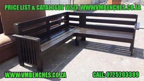 PATIO BENCHES and OUTDOOR FURNITURE, FULL PRICE LIST--- CATALOGUE visit --- WWW.VMBENCHES.CO.ZA