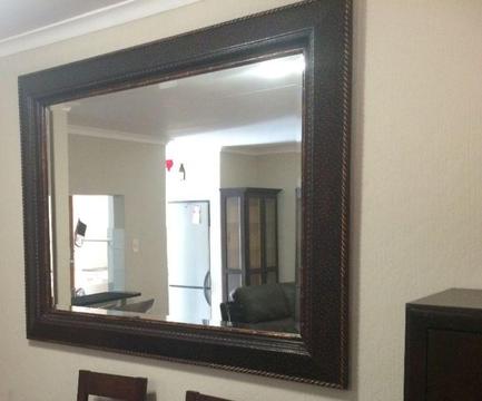 Large Wooden Detailed Frame Mirror