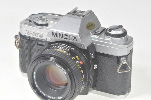 Minolta X370 35mm film camera with 50mm F1:1.7 Rokkor standard lens