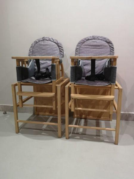 Storchenmuhle High chairs, convert into a chair and table, Beachwood
