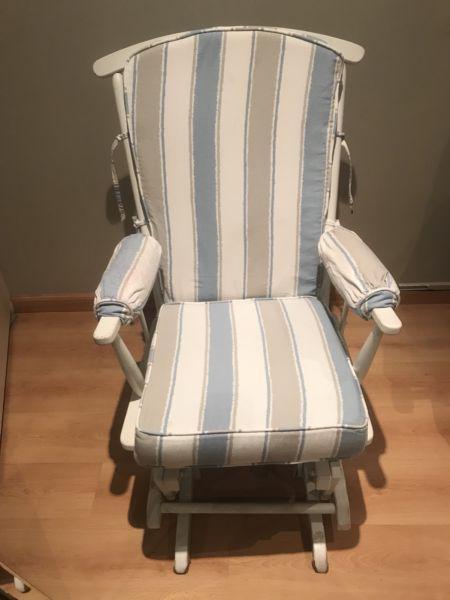 White Wooden Glider Rocking Chair