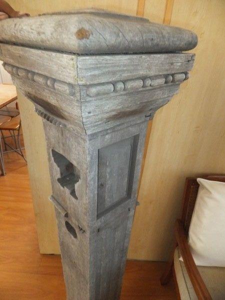 Stunning Balustrade Pillar in solid Teak with carved detail & trim - price reduced to clear