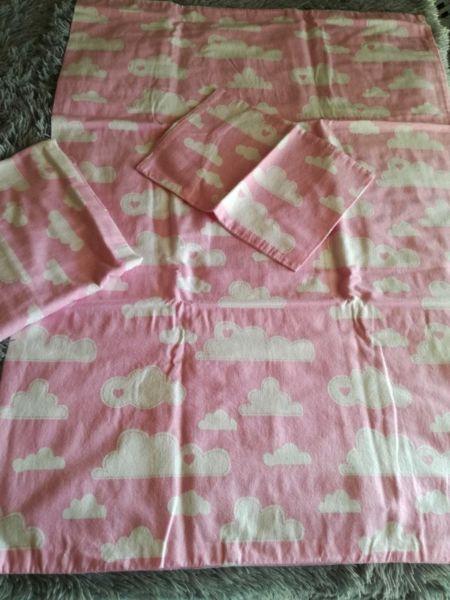 Baby girl cot duvet set with inner and pillow