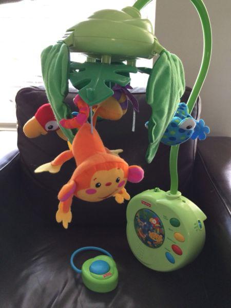 Fisher price rainforest cot mobile with remote control